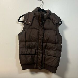 Brown Gap Puffer Vest with Removable Hood